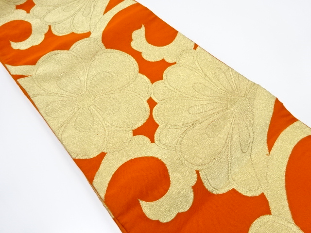 アンティーク　花唐草模様織り出し袋帯(着用可)